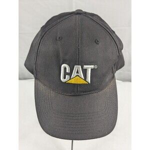 Vintage Trucker Hat‎ Cat Caterpillar Strapback Cap Norscot USA Black Embroidered